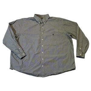 Polo Ralph Lauren mens 3XB Big black white classic fit stretch oxford shirt EUC